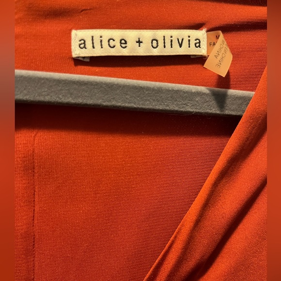 Alice + Olivia Cary Long-Sleeve Stretch Silk A-Line Dress Size 2 in Rust Orange - Picture 5 of 10